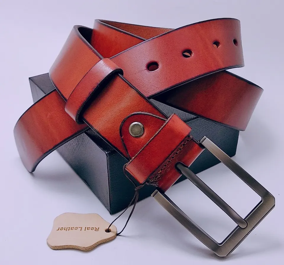 10 Vintage Style Brown Boxed Italian Leather Belts 38''-42''