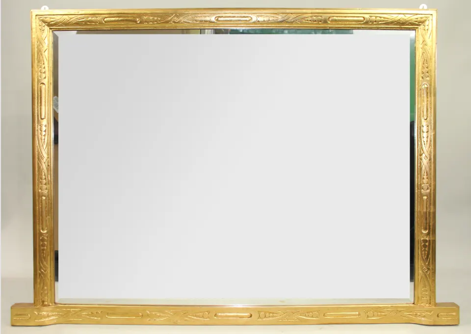Antique Gilt Carved Wood Overmantle Mirror