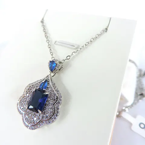 Orrevé Blue & White Zircon Gemstone Necklace 'New With Gift Box'