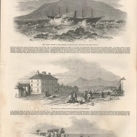 1846 Irish Famine Village of Dundrum Mourne Mountains in Background
