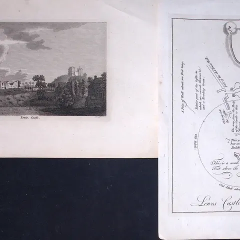 Sussex Lewis Castle & Plan Francis Grose Rare 240 Years-Old Copper Engraving-39