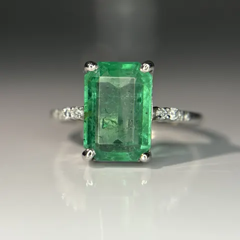 Beautiful 3.00 CT Natural Emerald Ring With Natural Diamonds & Platinum 950