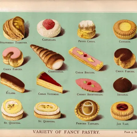 Fancy Cakes & Pastries T Percy Lewis Ag Bromley Antique Chromolithograph Print
