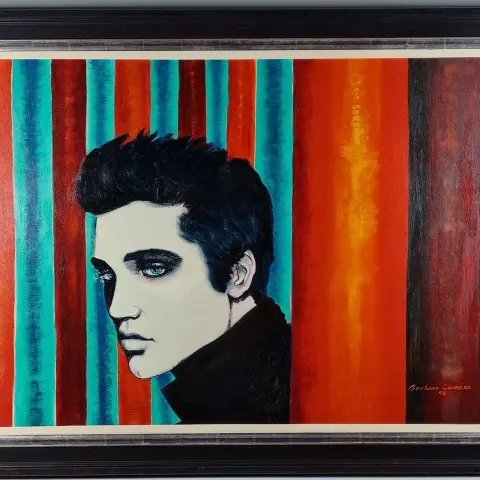 Barbara Carrera Oil On Canvas "Young Elvis"