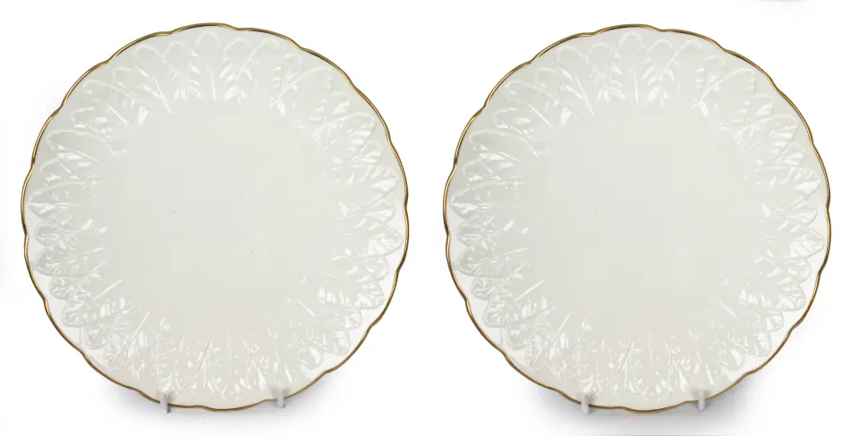 Pair of Royal Worcester Fern Leaf Plates