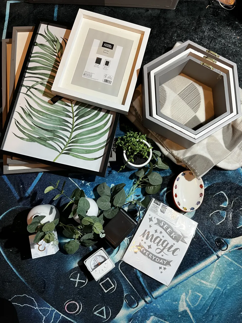 H4/A - Domestic decorative goods, Picture frames, plastic plants, clock, shelves & blanket