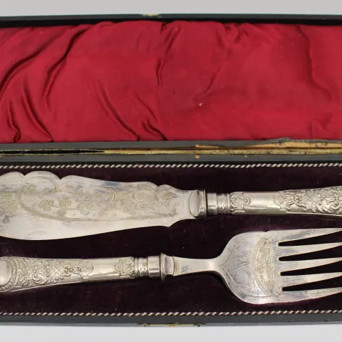 Victorian Silver-Plated Fish Knife & Fork Set c.1880