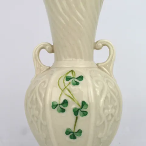 Irish Belleek Two Handled Vase c.1970