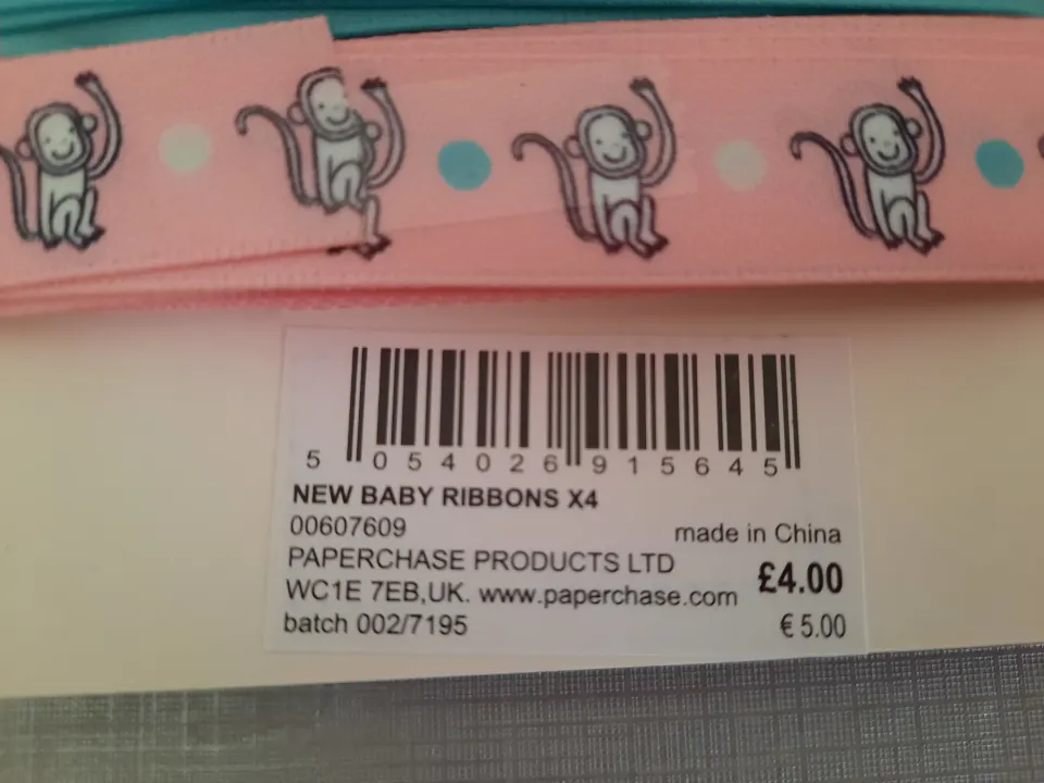 24 packs of 4 baby ribbons from Paperchase