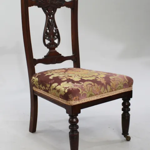 Edwardian Mahogany Nursing Chair with Upholstered Seat