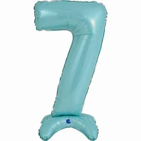 25" Foil Balloon Air Fill Number Stand Up 7 Pastel Blue