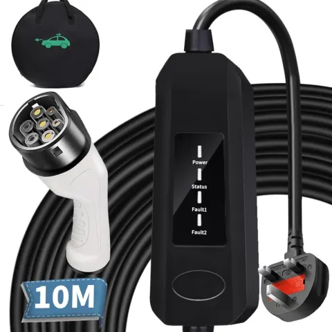 10M EV Charger Cable Type 2 to 3 Pin Plug, Electric Car Charging Cable L3c