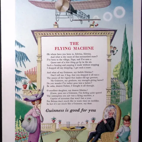 Guinness 69 Years-Old Advert 1956 The Flying Machine G.E.2573-B