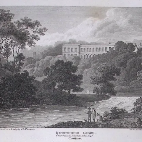 Dukinfield Lodge Cheshire Antique 224 Years-Old Steel-Engraving-71
