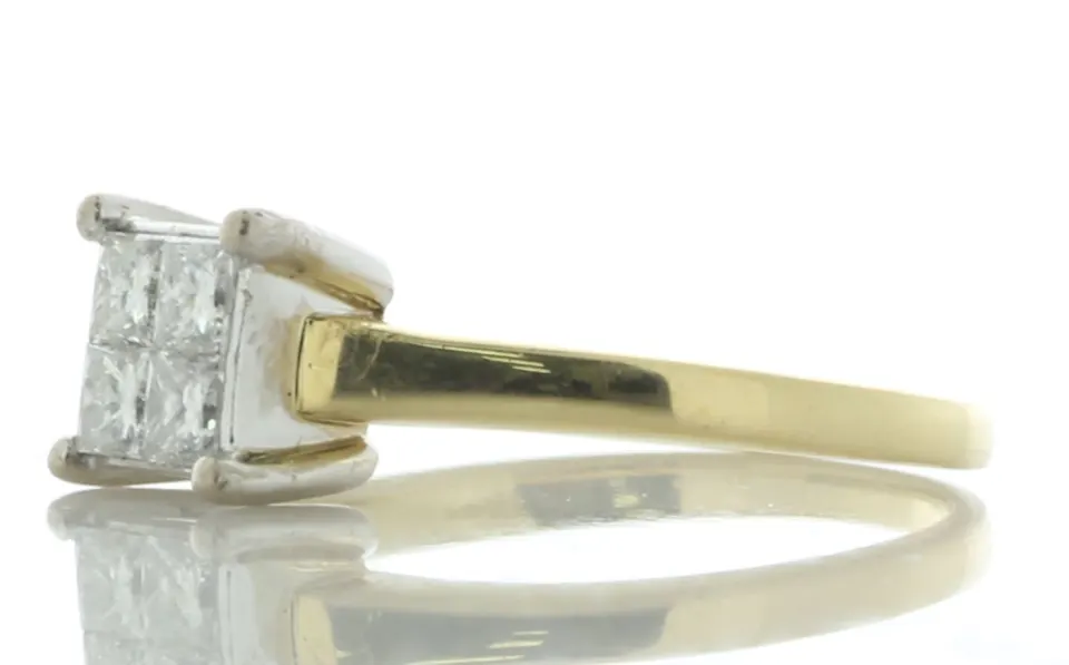 18ct Yellow Gold Princess Cluster Diamond Ring 0.80 Carats