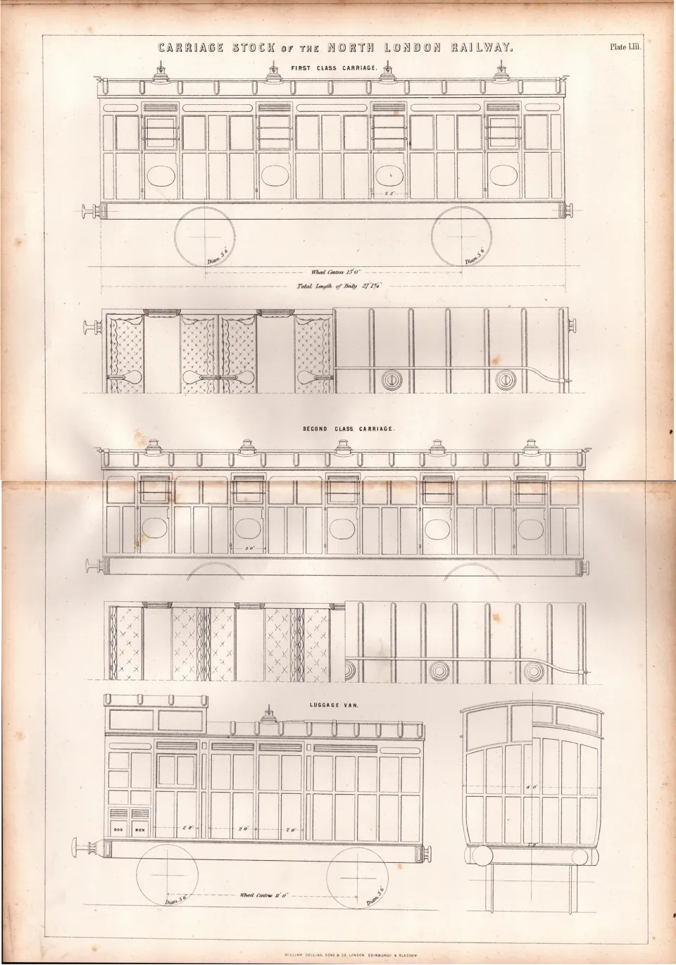 Carriage Stock of The North London Railway Antique Scarce Diagram-22.