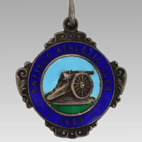 Pair of Enfield Athletic Club Enamel Silver Pendants