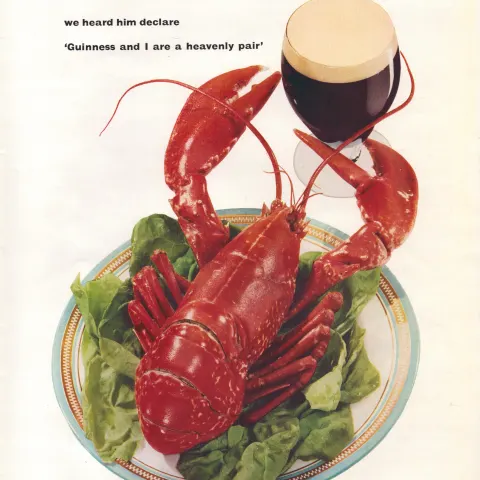 Original 65-Year-Old 1959 Guinness Print the Lobster– GE 3153   #-5.