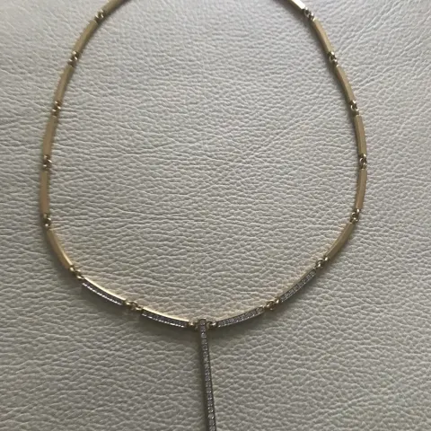 Goldtone Metal and Diamanté Necklace Costume