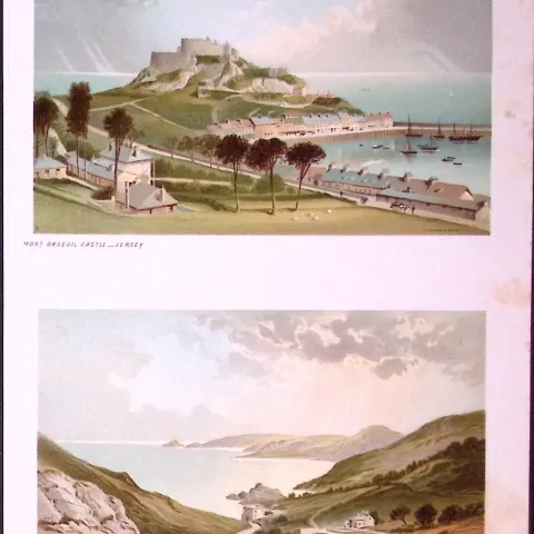 Jersey Bouley Bay Mount Orgeuil Castle Victorian Antique Double Print-37