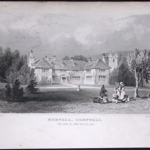 Cornwall Morvall Hamlet Antique 193 Years-Old Steel-Engraving-15