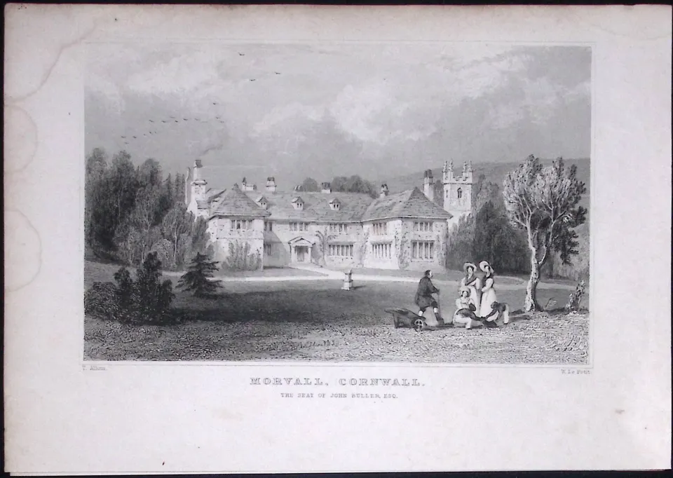 Cornwall Morvall Hamlet Antique 193 Years-Old Steel-Engraving-15