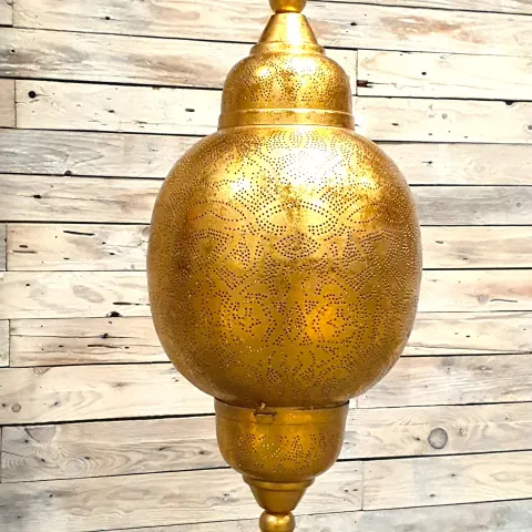 Large Moroccan / Turkish Metal Hanging Ceiling Golden Light Lamp Rrp £299