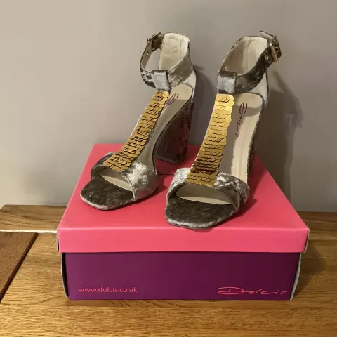 Dolcis “GIGI” Women’s High Block Heel Sandals, Size 5, Mink - New RRP £40