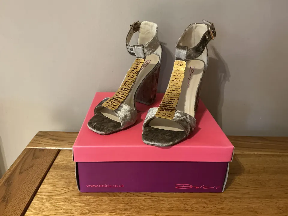 Dolcis “GIGI” Women’s High Block Heel Sandals, Size 5, Mink - New RRP £40