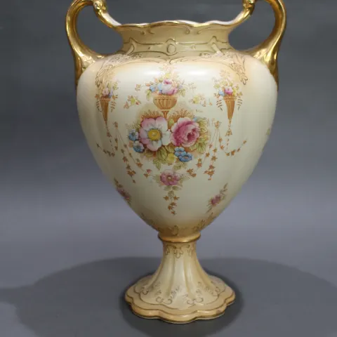 Large Blush Crown Devon Footed Vase