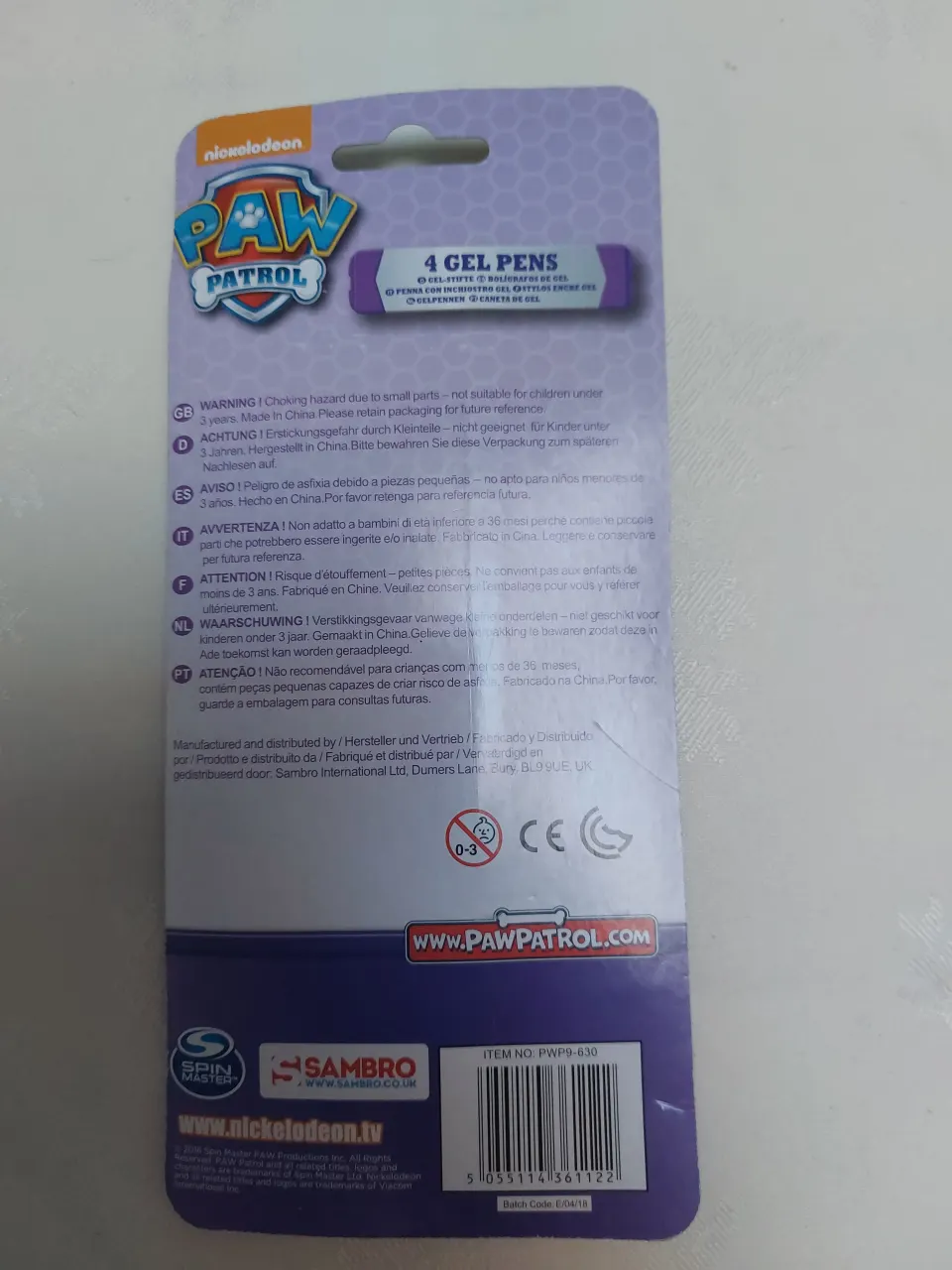 Paw Patrol Gel pens x 12 packs