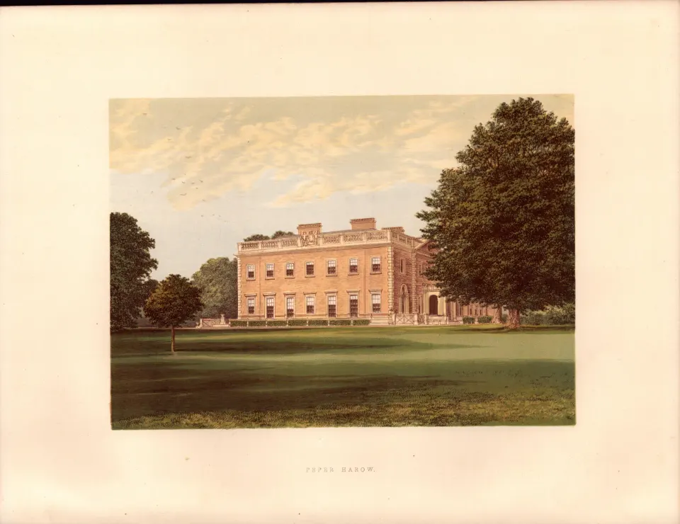 Peper Harow Godalming Surrey  Gilt-Edge Coloured Antique Book Plate.