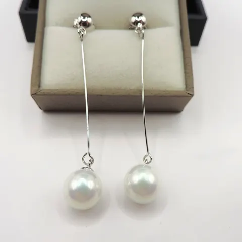  Sterling Silver Pearl Drop Earrings New With Gift Pouch