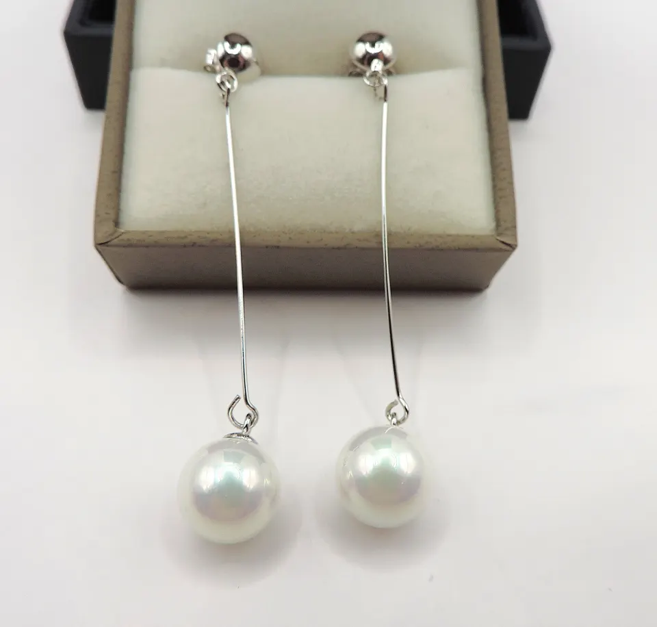  Sterling Silver Pearl Drop Earrings New With Gift Pouch