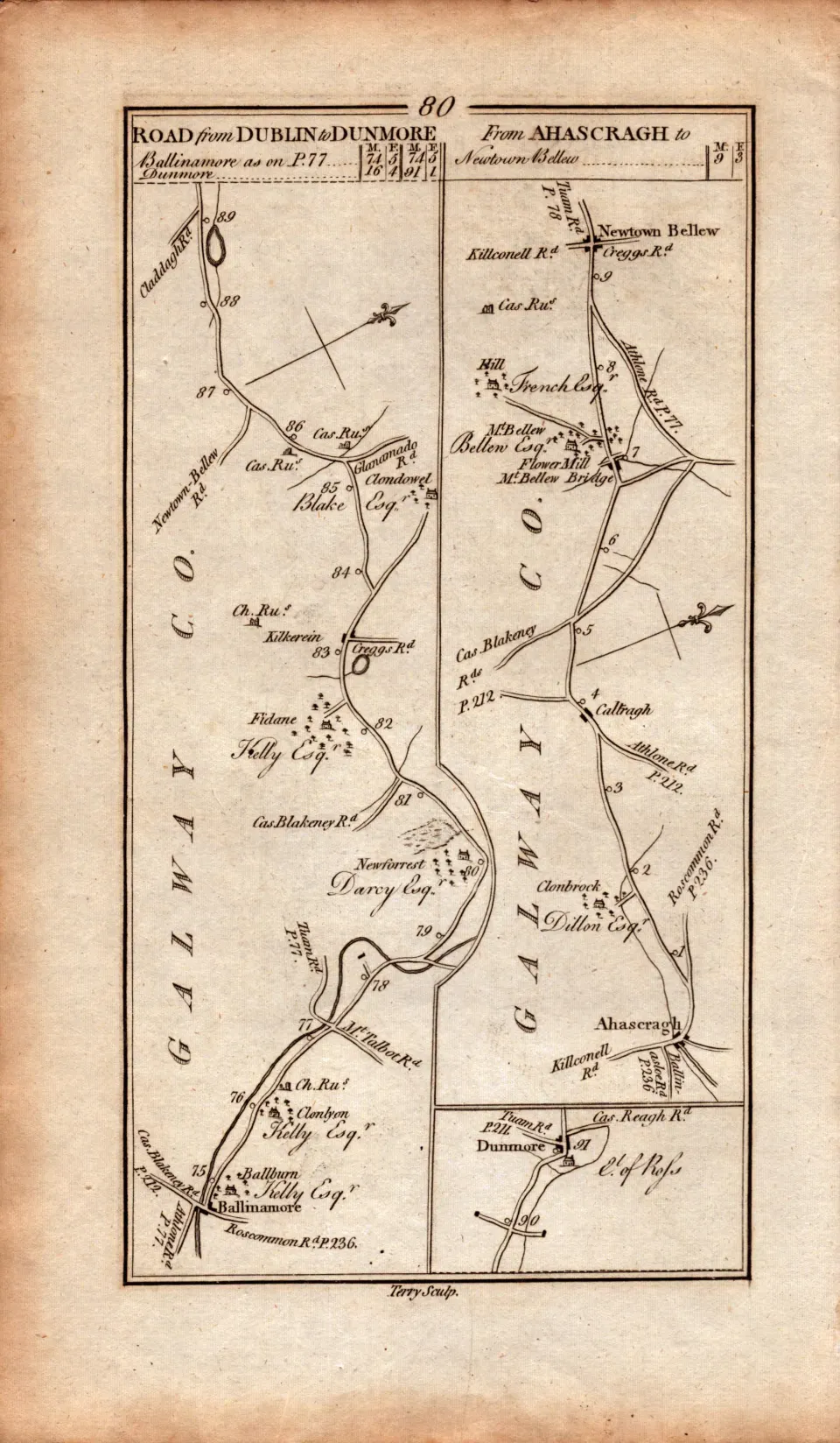 Ireland Rare Antique 1777 Map Dublin Co Galway Co Mayo Castlebar Dunmore-80