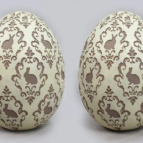 Pair of Large Hand Painted Decorative Easter Eggs