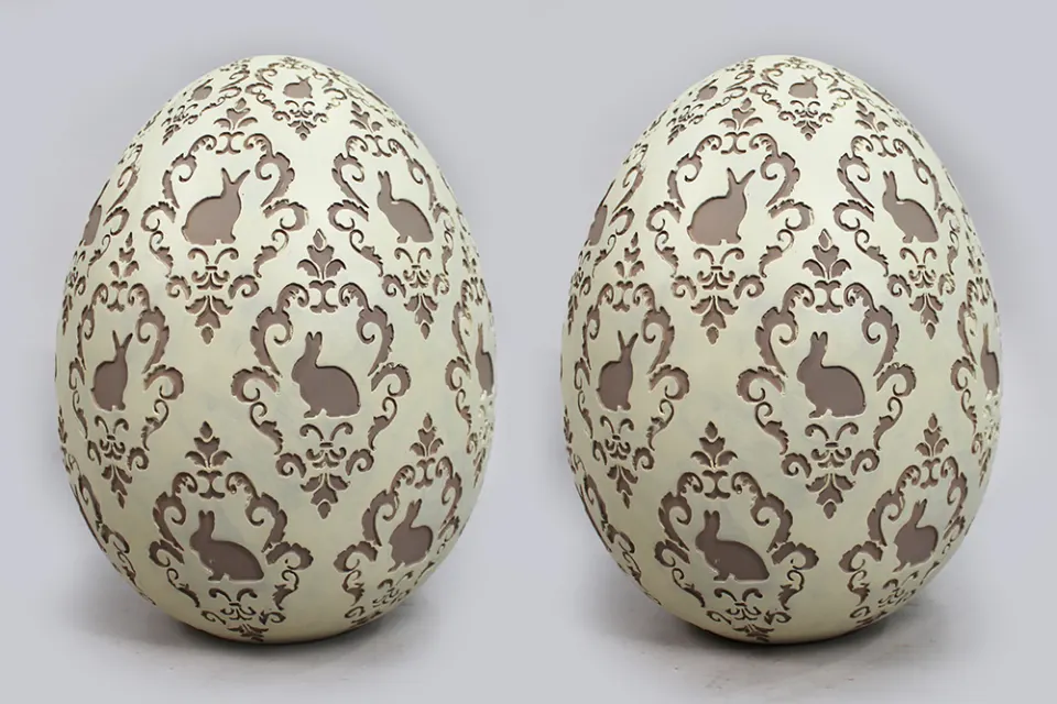 Pair of Large Hand Painted Decorative Easter Eggs