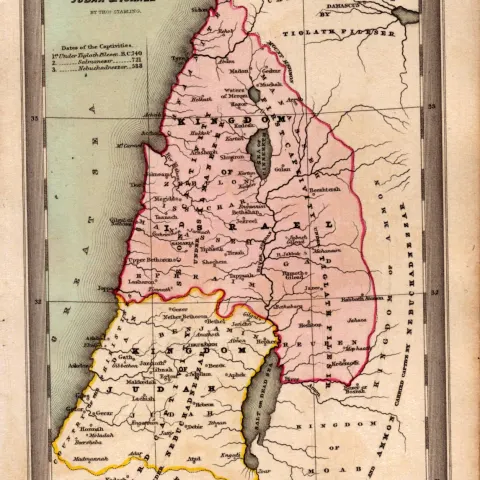 The Captivities Judah & Israel  Antique Victorian Biblical William IV Map.