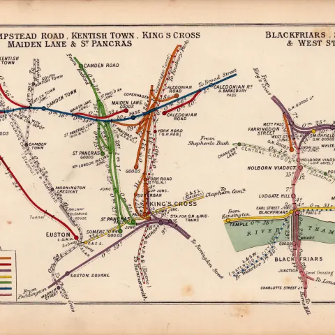 Camden Kings Cross Blackfriars London Antique Railway Diagram-84.