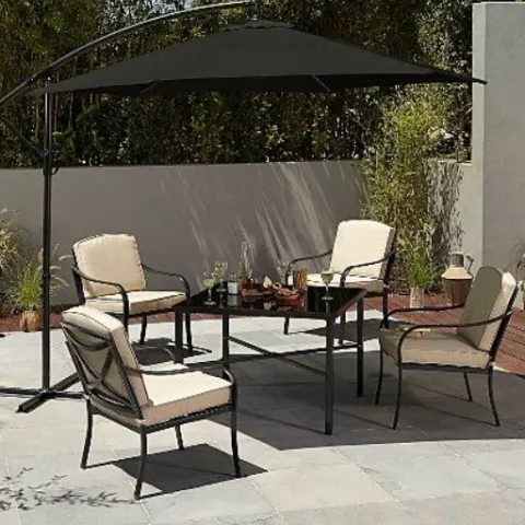 (138/5D) RRP £89. 3M Solar Leanover Parasol Charcoal. (Main Body Only, No Base Included).