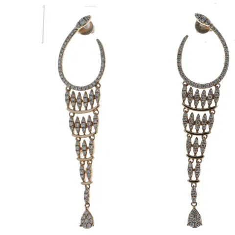 14ct Rose Gold Fancy Diamond Earring 1.49 Carats