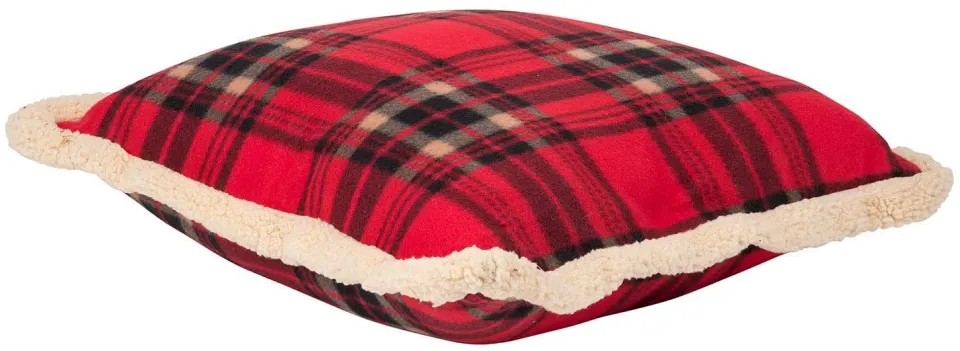 6x SOFT TOUCH RED TARTAN CUSHIONS WITH FLEECY TRIM