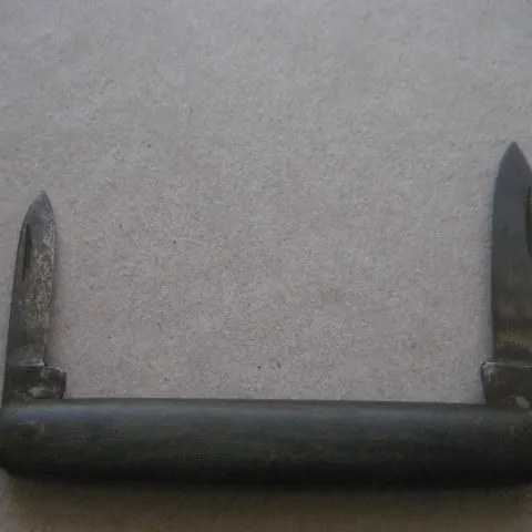 Antique French Horn Hafted Twin Steel Bladed Penknife, c1900