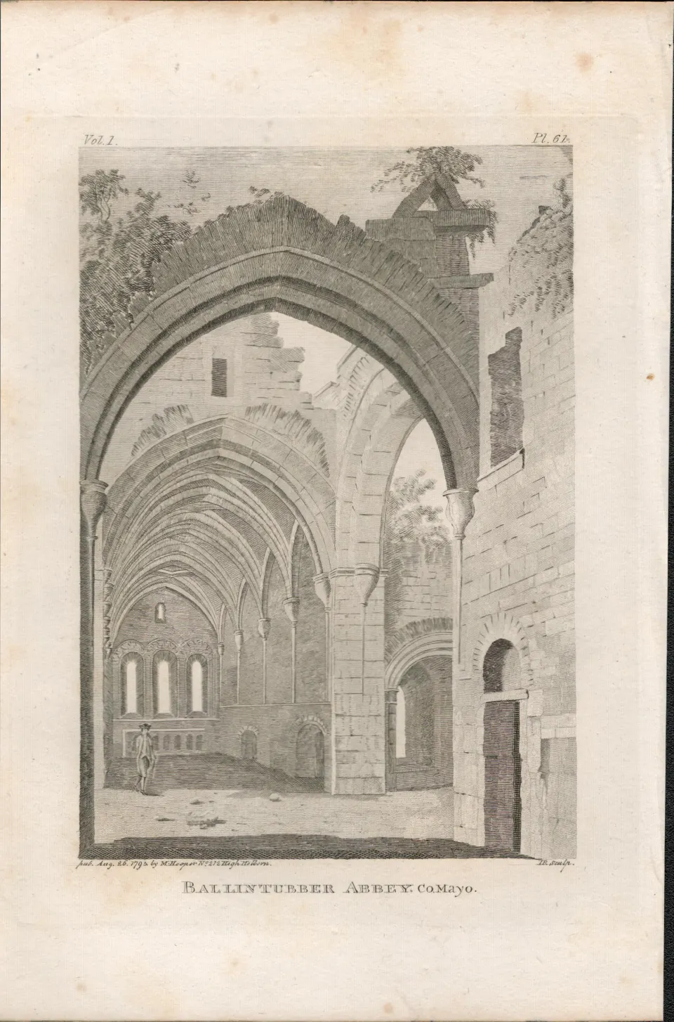 Ballintubber Abbey Co Mayo Rare 1791 Francis Grose Antique Print.