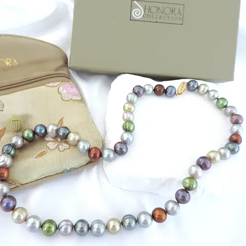 Honora 14k Gold Multi-Colour Freshwater Pearl Necklace New With Box