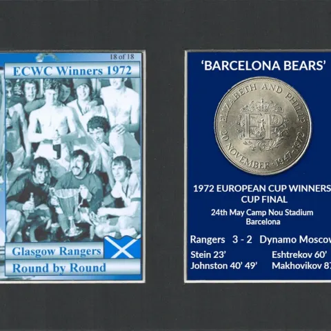 Rangers FC Wins 1972 ECWC Mounted Card & Coin Gift Set.