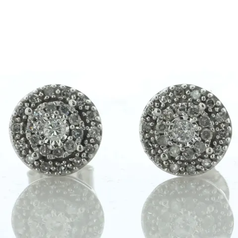 14ct White Gold Round Cluster Diamond Stud Earring 0.25 Carats
