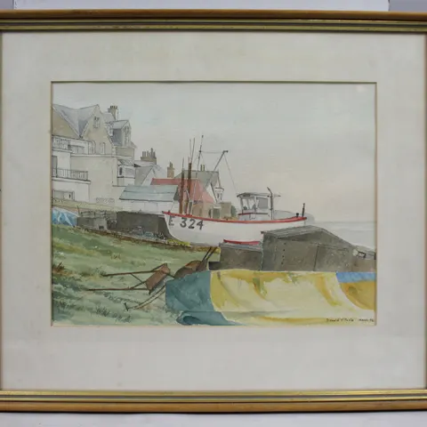 Watercolour of Budleigh Salterton by Donald Poole