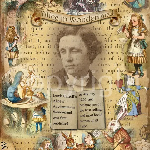 Alice In Wonderland "The Story Begins"  Lewis Carroll Quote Metal Wall Art