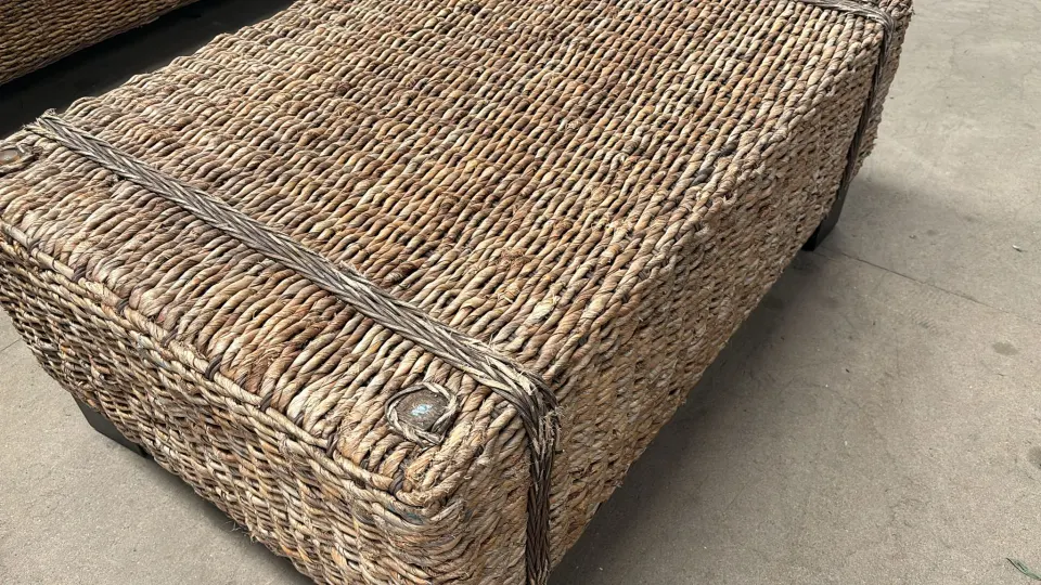 Natural Rattan 4 Piece Sofa Set with Solid Wooden Frames and Deep Piled Cushion